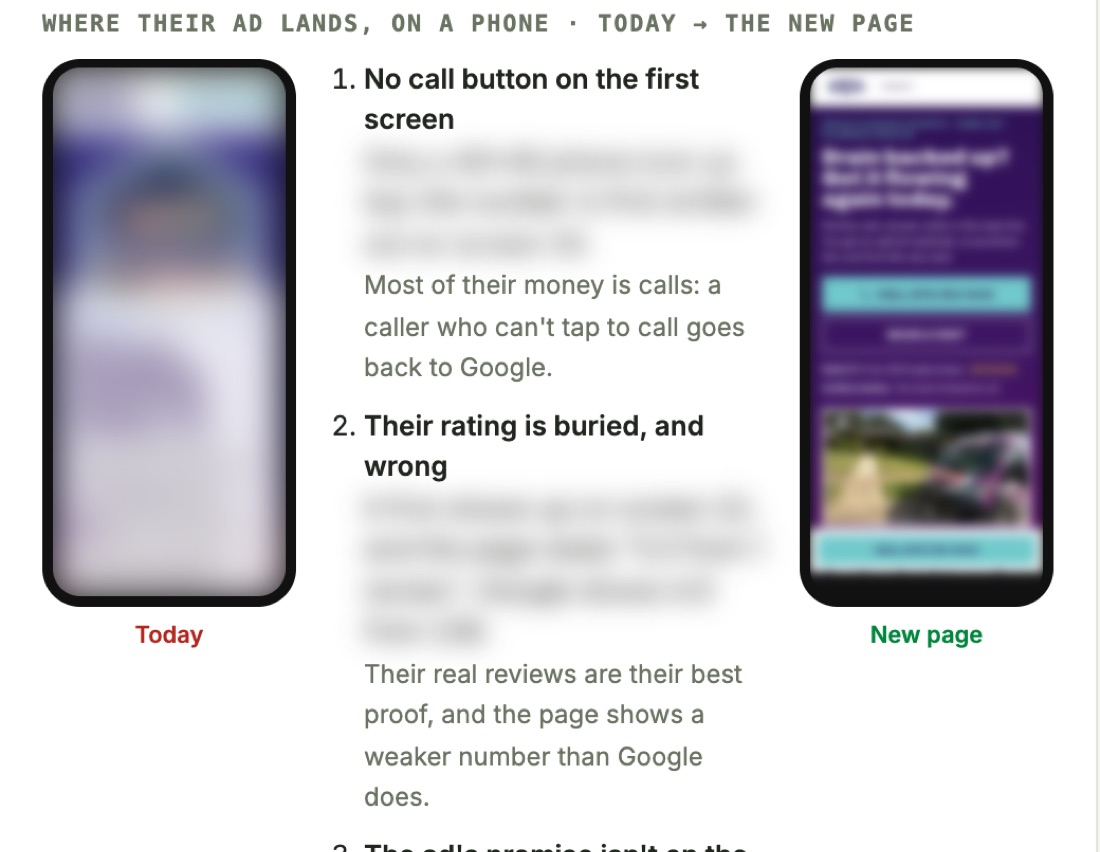 Their page today on a phone, the leaks, and the new page built for them