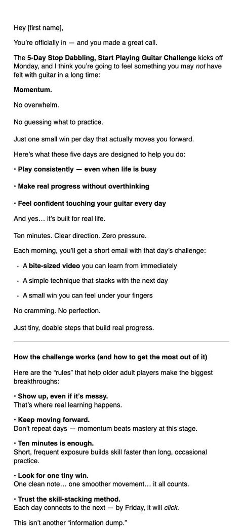 The first email: You're officially in, and what the five days will do